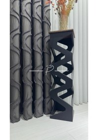 Resim Fon Perde Brillant Marka Tanjant Püsküllü Fon Pufy Nilda Antrsit Gri 