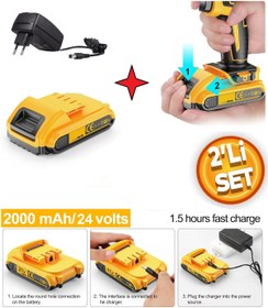 Resim Depolife Şarjlı Matkap için 12v Yedek pil Yedek Batarya ve şarj Adaptör cihazı seti 