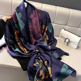Resim Mor İrisler ile Şık Baskılı Eşarp, Zarif Uzun Eşarp, Hafif Stil, Kadın Şal, Zarif Uzun Eşarp, Boyun Koruma, Boyun Sarma Eşarp. 