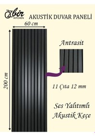 Resim Özbir Mobilya Antrasit Akustik Duvar Paneli 60x200 Ahşap Duvar Pa 