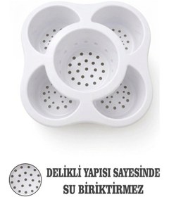 Resim Mutfak Tezgah Üstü Kaşıklık Ve Düzenleyici 5 Bölmeli Çok Amaçlı Plastik Organizer Papatya 16x16cm Beyaz 