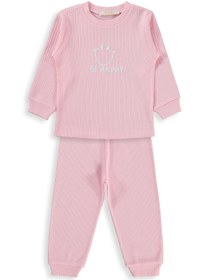 Resim Minidamla Gülen Yüz Baskılı 1-7 Yaş Pijama Takımı - Pembe - Pembe / 6-7 Yaş 