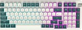 Resim AIGO DF98 RGB Kablosuz Mekanik Gaming Klavye - Yellow Switch, Hot Swap, 2.4G + Bluetooth 5.0 + USB-C Bağlantı, PBT Keycap, Beyaz Yeşil, İngilizce Q 