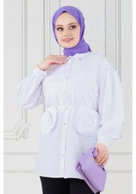 Resim Sevitli Önü Gül Detaylı Tunik-beyaz-3632-beyaz Beyaz 