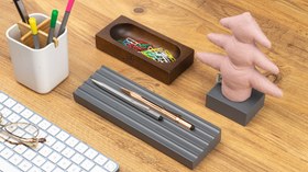 Resim Kayigo Woody Gri Üçlü Ofis Seti - Pembe Çam 