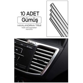 Resim Araç Içi Klima Havalandırma Izgarası Dekoratif Trim Şerit Gümüş 