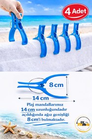 Resim MixmioLife Plaj Şezlong Mandalı 14cm XXL Havlu Tutucu Mandal Güçlü Plastik Şezlong Klipsi 4ADET 