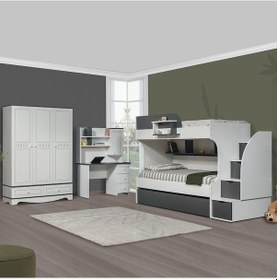 Resim Aura Ranza + Dolap + Çalışma Masası Genç Odası Takımı Beyaz 
