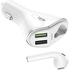 Resim Linktech B450 Airpods Kulaklıklık Ve Qualcomm Qc 3.0 Araç Şarj Aleti 