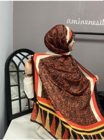 Resim Aminenesil Cardion Premium Etnik Desen Şal Turuncu Siyah Renk Açık turuncu 