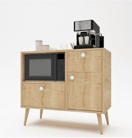 Resim Floradesign Fresh Kahve Köşesi / Çok Amaçlı Dolap / Airfryer Dolabı / Mutfak Organizeri Meşe 