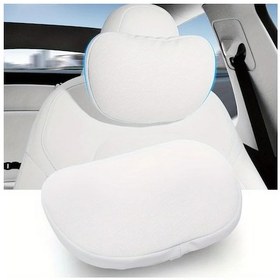 Resim Honeybeeshop Ergonomik Araba Boyun Yastığı Askılı Rahat Seyahat Başlık Tesla İçin Beyaz 1 Adet 