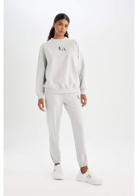 Resim DeFactoFit NBA Los Angeles Lakers Oversize Geniş Kalıp Çift Cepli Standart Boy Jogger Eşofman Altı C8105AX24AUGR519 Gri 