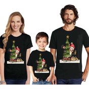 Resim HediyeMania Siyah Yılbaşı Aile Kombini Tişört Seti 3lü Anne Baba Çocuk Için Tshirt 