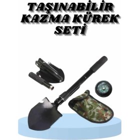 Resim Hsc Bilişim Çelik Katlanır Fonksiyonel Kamp Kazma Kürek ve Kesme Aleti Seti Küçük Kazma Kürek Seti 