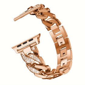 Resim Uyumlu for apple Watch Bant 38mm 41mm 40mm 42mm 44mm 45mm 49mm, Elmas Kovboy Zincir Tarzı for apple Watch Bant ile, Kadın Erkek Değiştirme için for iwatch SE Serisi 9/8/7/6/5/4/3/2/1 UItra 