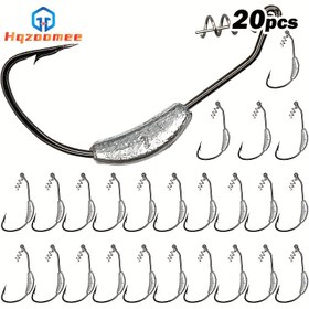 Resim HQZOOMEE 20 Adet Premium Ağırlıklı Swimbait Kancaları Twist Lock ile - Yumuşak Solucan Balıkçılığı için Çok Yönlü Jig Başlıkları, Boyutlar 1/0'dan 5/0'a 