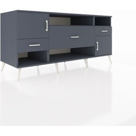 Resim Kronos Konsol 3 Raflı 3 Çekmeceli 2 Kapaklı 176x59x83 Antrasit-antrasit/antrasit Antrasit/antrasit 