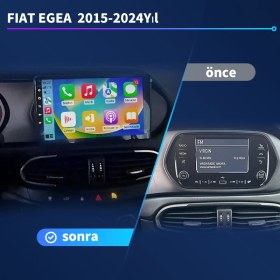 Resim Fiat Egea 2015-2024 Yıl 2Gb Ram+ 32Gb Rom Hafıza Multimedya Android Sürüm 13 Kablosuz Carplay Navigasyon 9 Inç Ekran Çerçeveli ve arka görüş kameralı 