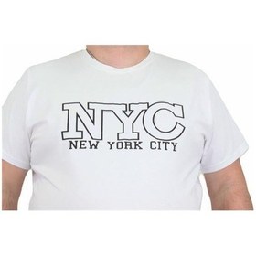 Resim Starbattal Erkek Büyük Beden Sıfır Yaka Tişört Nyc 24133 Beyaz-Beyaz 
