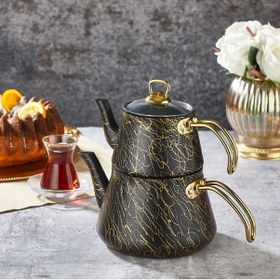 Resim Elegance Granit Orta Boy Çaydanlık Gold - Siyah 