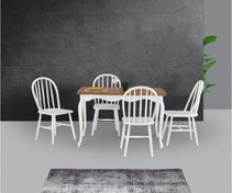 Resim ADA LÜKENS MASA VE AMERİKAN SANDALYE TAKIMI, EKRU, 125x80 