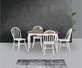 Resim ADA LÜKENS MASA VE AMERİKAN SANDALYE TAKIMI, EKRU, 125x80 