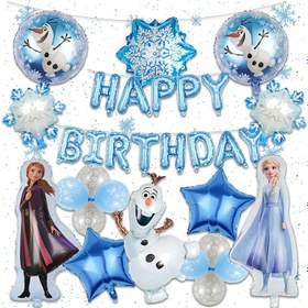 Resim Disney 19 parça Kar Değişimi Prenses Parti Balon Bayrak Seti, Kar Kraliçesi Temalı Parti - Tatil Parti Süslemeleri için Uygun 