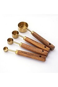 Resim Kitchen Design Lab Bambu Saplı Paslanmaz Çelik Gold Renk 4 Boy Ölçü Kaşığı Seti 
