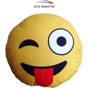 Resim OTODONATIM Göz Kırpma Emojili Dekor Yastık 25x25 CM Geçmeli 