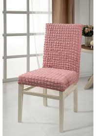 Resim Pudra Pembe Esnek Bürümcük Sandalye Örtüsü Sandalye Kilifi 