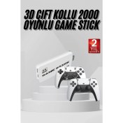 Resim Yeni Nesil 3D 4K 2000 Oyunlu Game Stick Oyun Konsolu Çift Konsol 