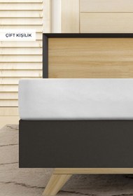 Resim Beyaz Çift Kişilik Fitted / Lastikli Pamuk Çarşaf 