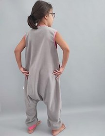 Resim Kolsuz Kışlık Mikro Polar Bebek Çocuk Uyku Tulumu 18-23 Derece Kolsuz Gri Pembe 