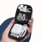 Resim 1 adet EVA Malzeme Taşınabilir Elektronik Aksesuarları Kılıfı - Şok Geçirmez Seyahat Organizatörü Kulaklıklar, Şarj Kabloları, USB Güç Adaptörleri için - Kablo Yönetimi El Çantası Aksesuarları, Renk: Siyah 