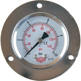 Resim Ø52 mm Ön Flanşlı Kuru Tip Manometre, 0-6 Bar Ölçüm Aralığıyla Güvenilir Kullanıma Uygun 