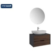 Resim Zero 2.0 80Cm Set Banyo Dolabı Antrasıt/Cevız Çok Renkli 