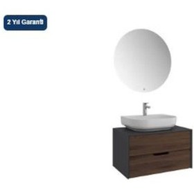 Resim Zero 2.0 80Cm Set Banyo Dolabı Antrasıt/Cevız Çok Renkli 