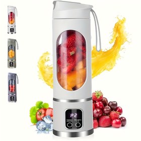 Resim YAOWITHSU Kompakt USB Şarj Edilebilir Taşınabilir Meyve Sıkacağı - Smoothie'ler & Milkshake'ler için İdeal, Mini Buz Kırıcı, Dijital Ekranlı 3 Mod, 12 Paslanmaz Çelik Bıçak, Kolay Temizlenebilir Tasarım, 15.22oz, Seyahat & Her Yerde Taze Meyve Suyu için Mükemmel, Taşınabilir Sıkacağı 