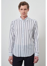 Resim Erkek Lacivert Keten Dynamic Fit Düğmeli Yaka Gömlek 25ys004016200 Lacivert Lacivert 