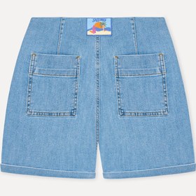 Resim Mudo Kadın İndigo Düğmeli Fitted Şort 
