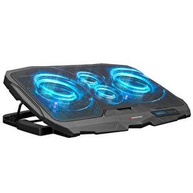 Resim Rampage Addison AD-RC4 Mavi Ledli 2*125mm+2*70mm Işıklı Fan 15-17 Notebook Soğutucu Stand 