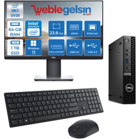 Resim Dell Optiplex 7010MFF Intel Core i7 13700T 64GB 1TB SSD Windows 11 Pro 23.8 Monitör Mini Masaüstü Bilgisayar 7010Pİ7 N007O7010MFFPUBM23 