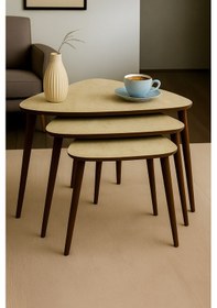 Resim Tokyo Zigon Sehpa Traverten Krem 