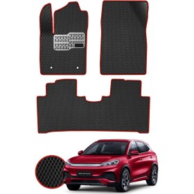 Resim Torpedo Byd Atto 3 Hücreli Paspas Seti, Premium Eva Tam Set Paspas Takımı Siyah Kırmızı 