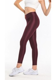 Resim Bonbonetti Chocolate Baby & Kids Kadın Mürdüm Yüksek Bel, Günlük Ve Sporda Kullanım Iç Göstermez Toparlayıcı Parlak Disco Tayt MÜRDÜM 