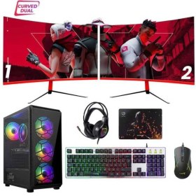 Resim Turbox Tx1650 i7 860 16GB Ram 256GB SSD 4GB GT740 Ekran Kartı 23.6 Curved 100Hz Çift Monitör Masaüstü Oyun Bilgisayarı 