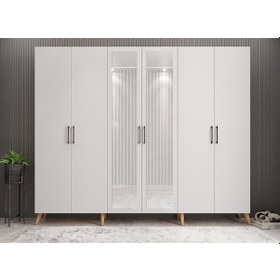 Resim Açelya Portmanto Vestiyer Çam Beyaz 270 cm Ücretsiz Kurulum - M6 