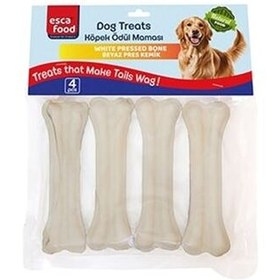 Resim Esca Food Beyaz Pres Kemik Köpek Ödülü 12,5 cm (4Lü Paket) 