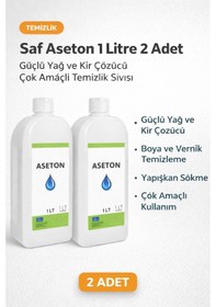 Resim Saf Aseton 1 Litre 2 Adet Güçlü Yağ Ve Kir Çözücü Çok Amaçlı Temizlik Sıvısı Diğer 